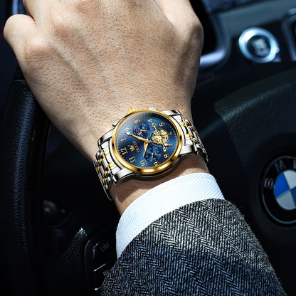 OLEVS Orologi da Uomo Classici Business Dress Analogico Quarzo Quadrante Digitale Orologio da Uomo Moda Lusso Bracciale in Acciaio Inossidabile Luminoso con Calendario Orologio da Polso da Uomo Regali Romantici Relojes De Hombre Quadrante Blu/Nero/Bianco/