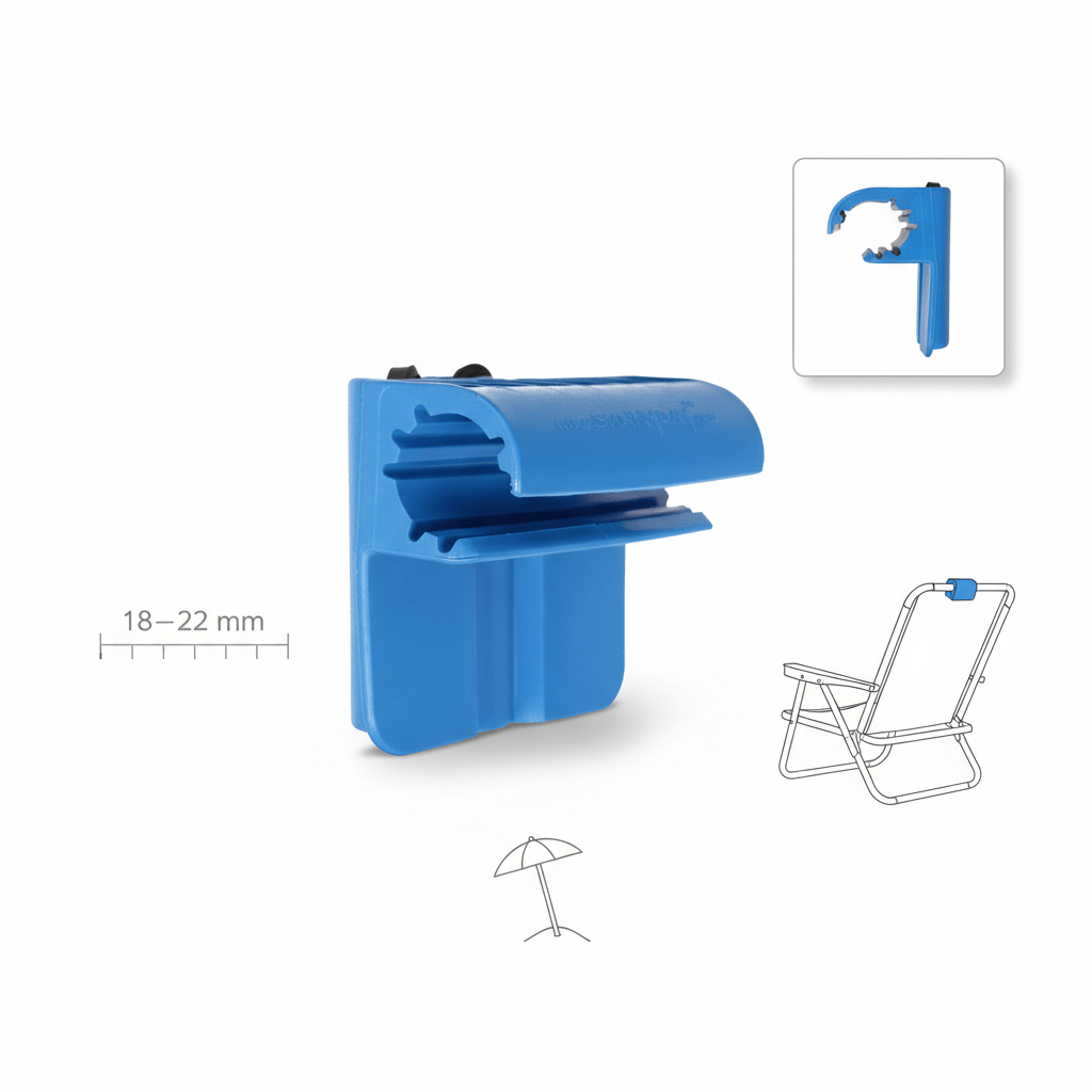 Fissaggio Ombrellone da Spiaggia a Sedia Universale Regolabile 18Mm-22Mm Accessorio Portatile Resistente Facile da Installare Compatibile con Sedie e Ombrelloni da Giardino e Terrazza