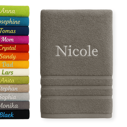 Asciugamano da Bagno Personalizzato con Nome - Ricamo Elegante, Asciugamano in Cotone Su Misura