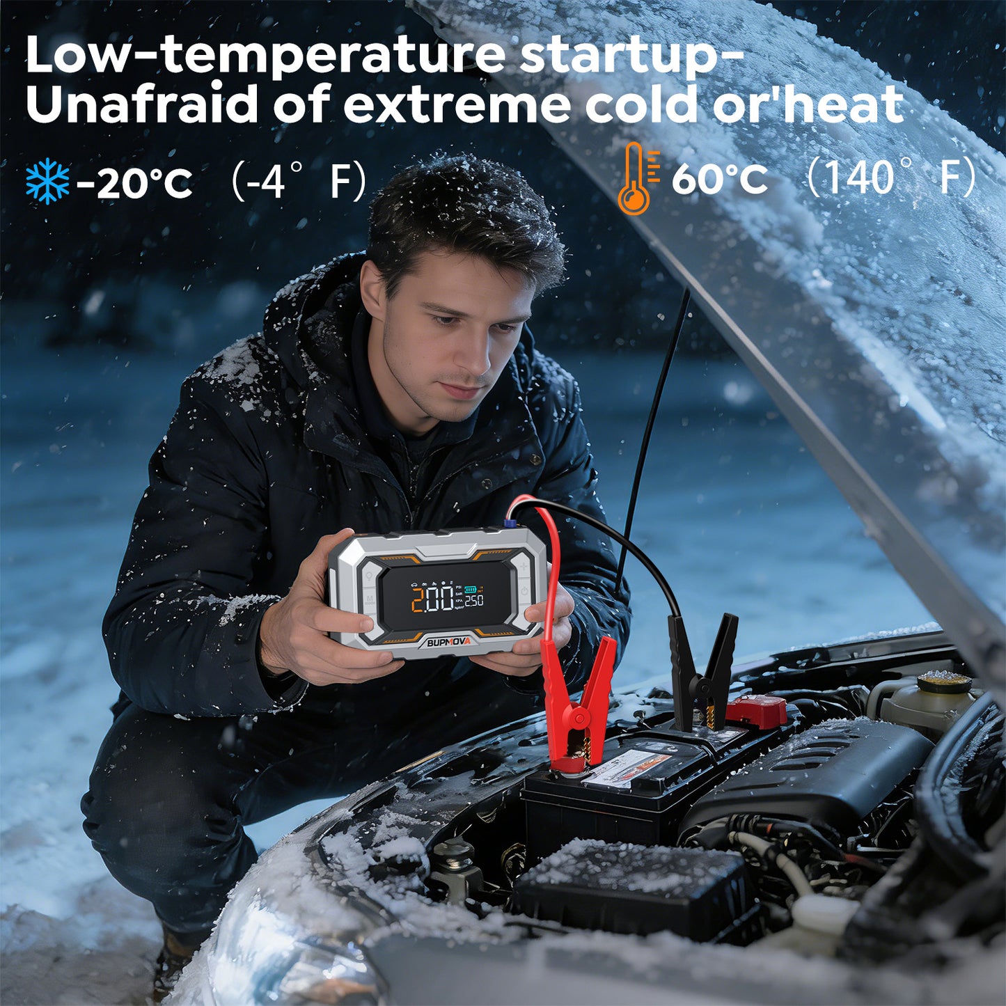 Avviatore di emergenza per auto 8000A con compressore d'aria, pompa di gonfiaggio cordless per pneumatici, booster di batteria con power bank e torce a LED, doppio display della pressione dell'aria