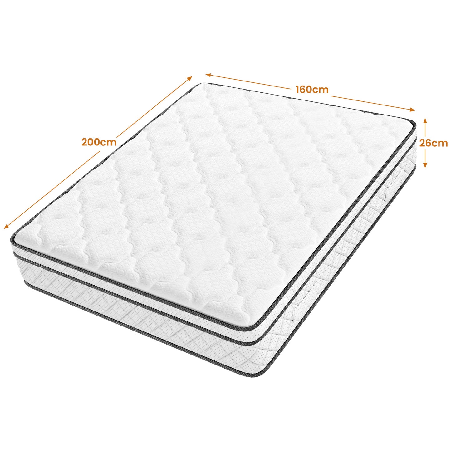 Materasso Ibrido con Schiuma Traspirante e Molle a Sacchetta Individuali - Collezione Classica Box Top di Media Fermezza