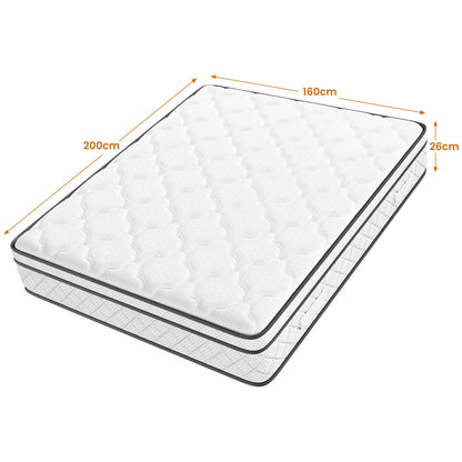 Materasso Ibrido con Schiuma Traspirante e Molle a Sacchetta Individuali - Collezione Classica Box Top di Media Fermezza