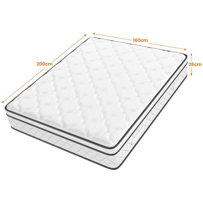 Materasso Ibrido con Schiuma Traspirante e Molle a Sacchetta Individuali - Collezione Classica Box Top di Media Fermezza