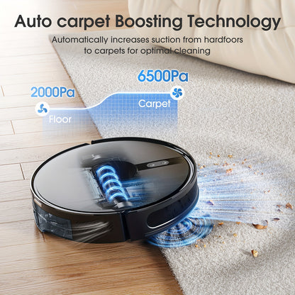 Lubluelu B40 Robot Aspirapolvere, Robot Aspirapolvere e Lavapavimenti 3 in 1, 6500Pa, Bassa Rumorosità 62Db, Corpo Ultra-Sottile 9.98 cm, Mappatura 5 Piani, Pulizia Diversificata, Robot Aspirapolvere per Peli di Animali Domestici, Tappeti, Pavimenti Duri,
