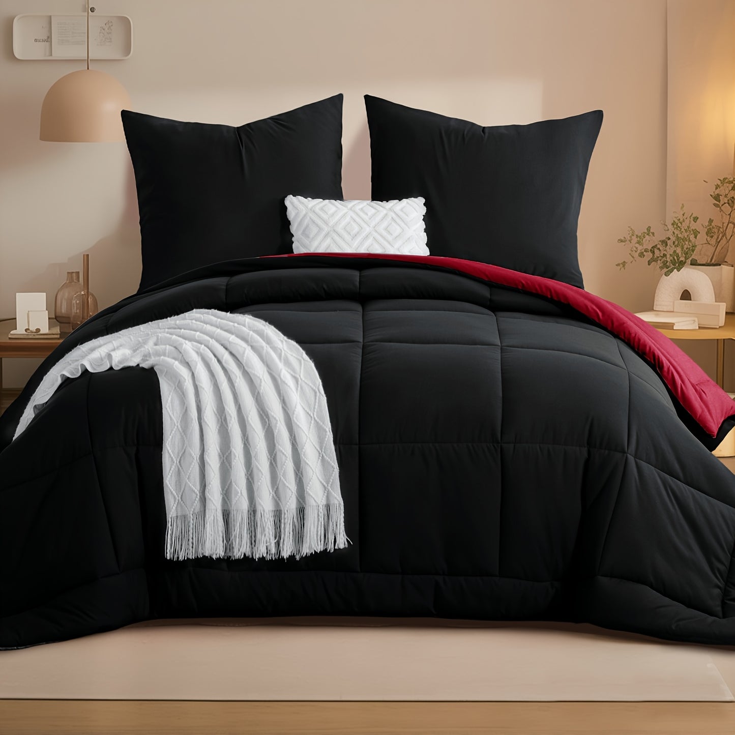 Set copripiumino 2/3 pezzi, trapunta calda e leggera, piumone reversibile con federe 80X80, imbottitura 300GSM, morbido e traspirante, adatto a tutte le stagioni, regalo di Natale per la famiglia