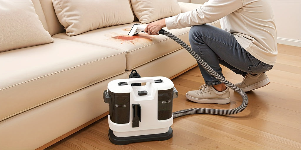 Macchina per la pulizia di macchie di tappeti e rivestimenti portatile multiuso, potente aspirazione da 22500Pa, macchina per la pulizia di tessuti con doppio serbatoio dell'acqua, smacchiatore non chimico per tappeti, animali domestici, sedili auto, diva