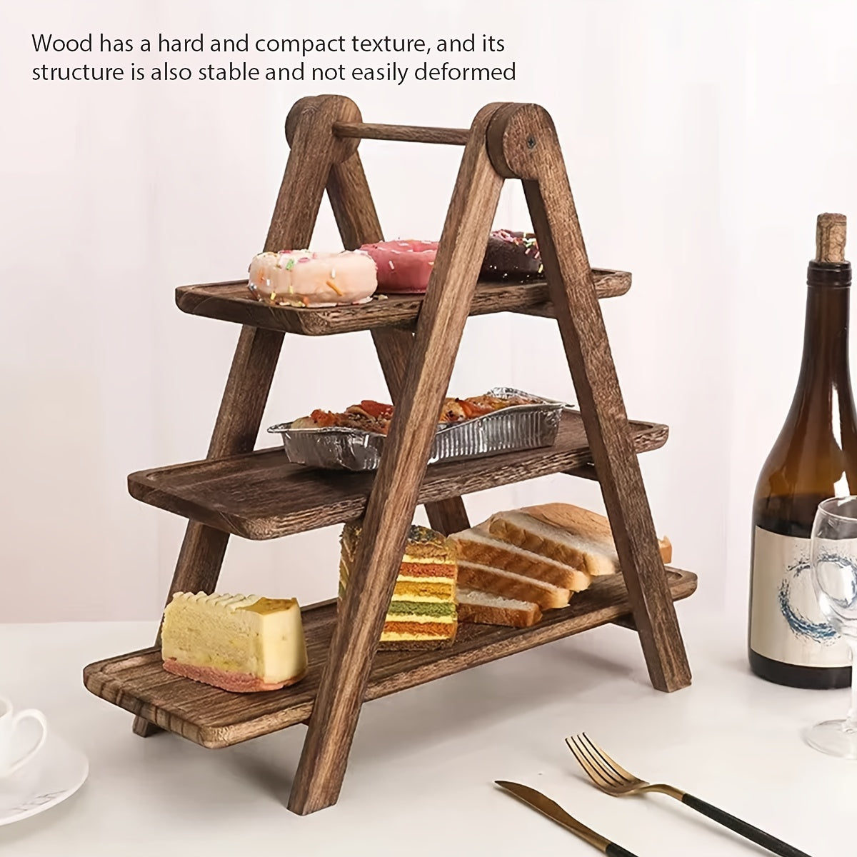 Scaffale a tre strati in legno massello per verdure e alimenti, vassoi in legno per organizzare oggetti, adatto per ristoranti di hot pot e cucine di hotel, decorazioni autunnali per la casa, decorazioni natalizie e di Halloween, regali per famiglia e ami
