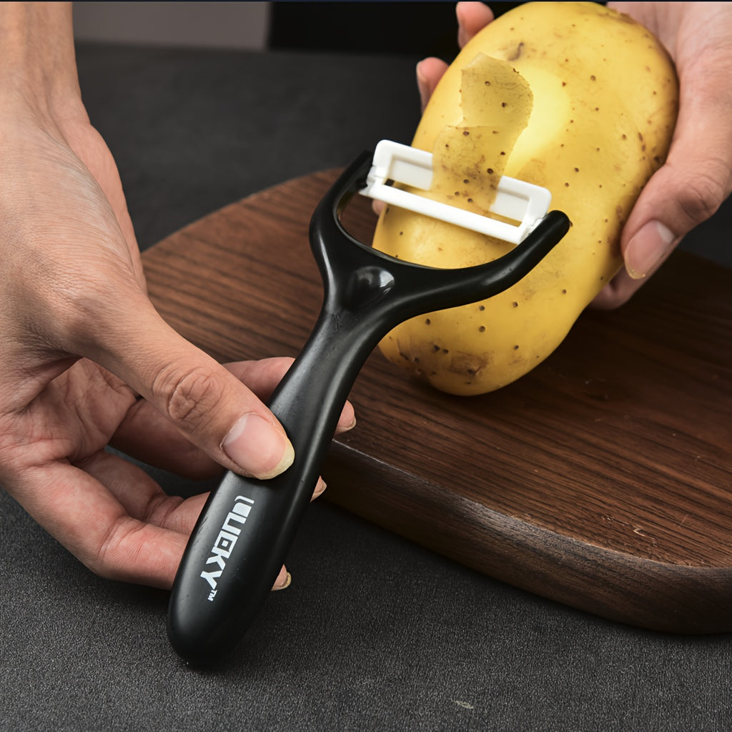 Coltello da Cucina LeQi - Motivo a Rombi - Manico Marrone e Nero - Set da 6 Pezzi in Scatola, Set di 6 Coltelli in Acciaio Inossidabile, Utensili da Cucina in Acciaio Inossidabile. Coltello da Cucina Forgiatura, Forbici, Pelapatate, Coltello per Sbucciare