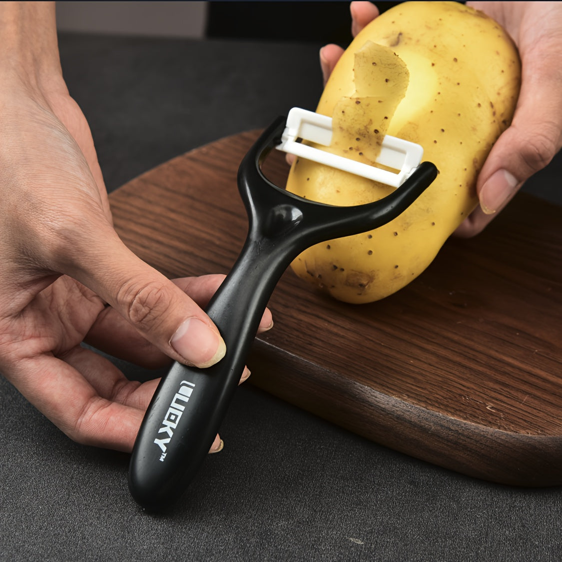 Coltello da Cucina LeQi - Motivo a Rombi - Manico Marrone e Nero - Set da 6 Pezzi in Scatola, Set di 6 Coltelli in Acciaio Inossidabile, Utensili da Cucina in Acciaio Inossidabile. Coltello da Cucina Forgiatura, Forbici, Pelapatate, Coltello per Sbucciare