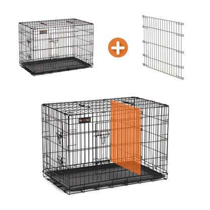Gabbia per Cani, Casetta per Cani con 2 Porte, 122x74,5x80,5 cm