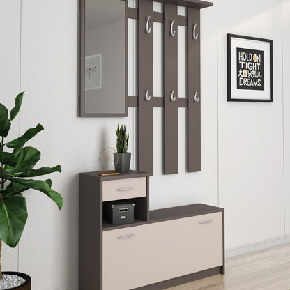 Mobile da ingresso Dbiagin, Entratina moderna, Mobile con scarpiera, Armadio multiuso con specchio, 100x25h180 cm, Disponibile in 5 colori