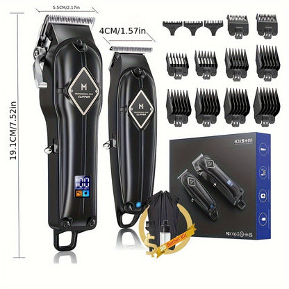 Set professionale di tagliacapelli e regolabarba a lamina a T per uomo, ricaricabile, senza filo, display a LED, regolabarba a pane con zero gap, regalo ideale per uomo