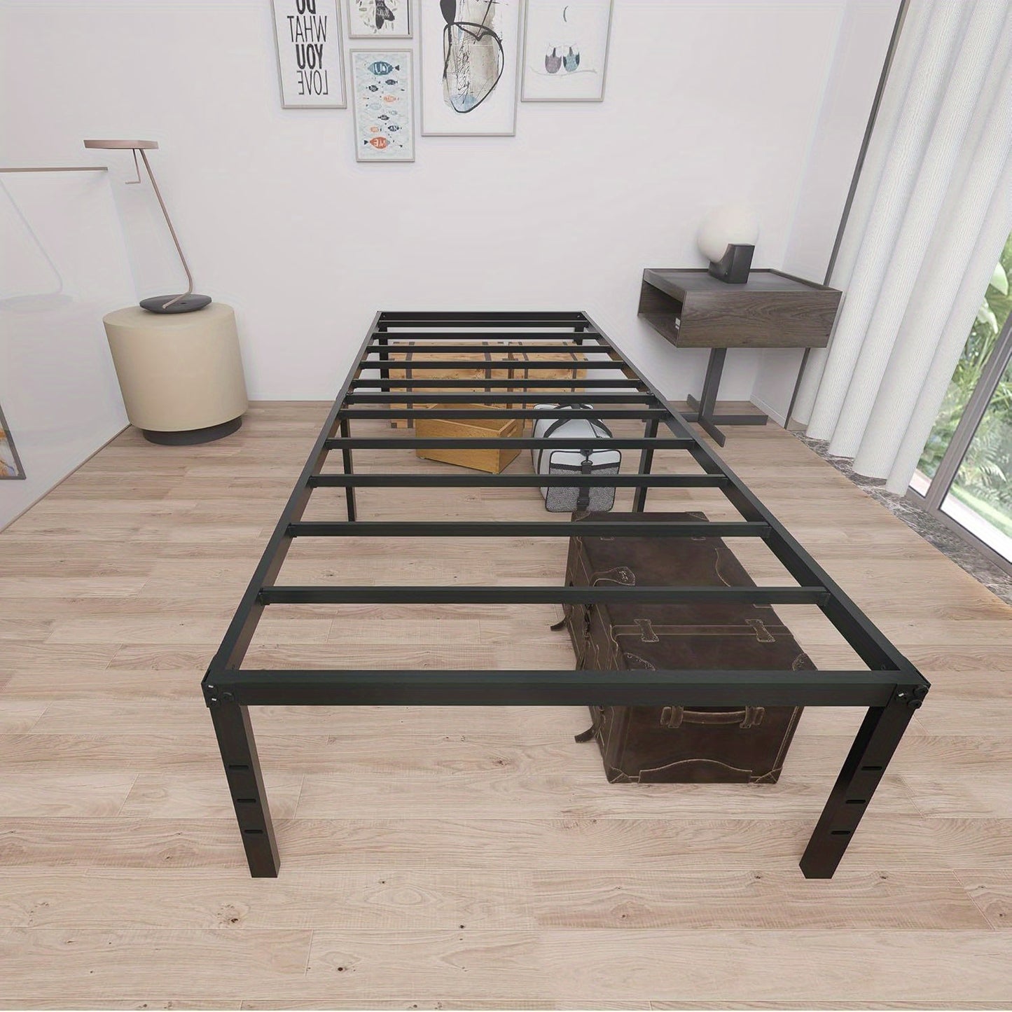 Struttura Letto in Metallo con Sponde a Rete Altezza 42 cm Letto Singolo Letto Matrimoniale per Camera da Letto Stanza degli Ospiti