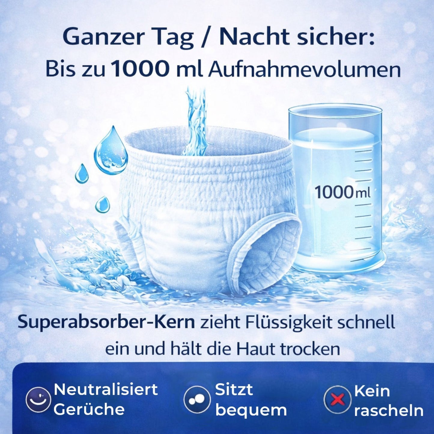 N-L-E Mutandine per Incontinenza Adulti L/XL | Confezione da 20 (16 + 4 Gratis) | Pannolini Pull-Up | Capacità di Assorbimento 1000 ml
