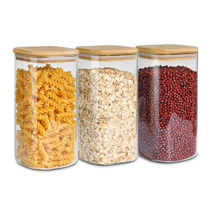 Magonia, 3pz/6pz Barattoli in Vetro per Conservazione Alimenti, Contenitori Ermetici in Vetro Trasparente con Coperchio, Barattoli per Spezie, Tè in Fiori, Caffè e Zucchero, Barattoli Ermetici da Cucina 24oz/51oz/73oz