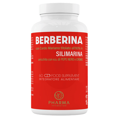 Berberina HCL 500 mg Integratore Naturale – Berberina 500mg con Silimarina, Pepe Nero, Cardo Mariano e Cromo - Integratore da 60 capsule (2 mesi) - Prodotto in Italia