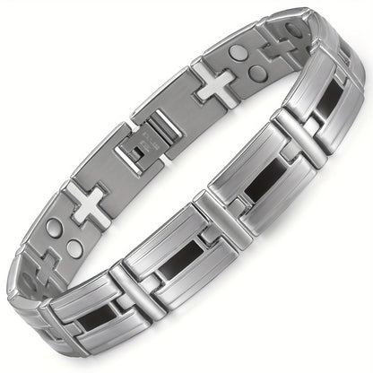 Braccialetto da Uomo in Acciaio Inossidabile 316L con 20 Magneti Potenti (3500 Gauss), Bracciale Magnetico per Polsi, Regolabile con Perline, Include Strumento di Smontaggio e Scatola Regalo Elegante