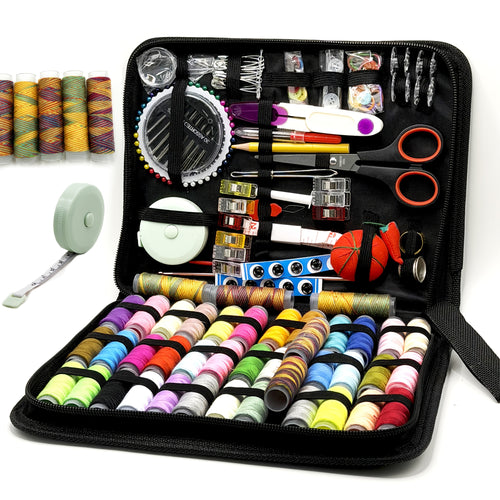 Kit Regalo da Cucito 269 Pezzi per Nonna, Mamma, Amici, Principianti Adulti, Viaggiatori – Forniture e Accessori da Cucito Portatili con Custodia – Include Filo, Aghi, Forbici, Metro a Nastro, Spilli e Altro