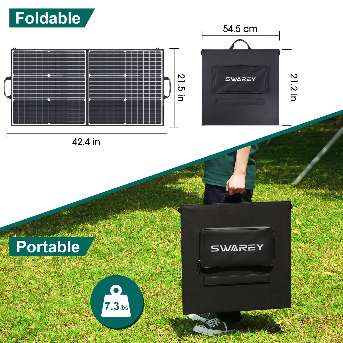 Caricatore Portatile Pieghevole a Pannello Solare Ricarica Rapida con USB-C PD3.0 USB QC3.0 DC 18V Leggero con Supporto per Campeggio Centrale Elettrica Generatore Solare Power Bank per Telefoni Cellulari, Senza Batteria