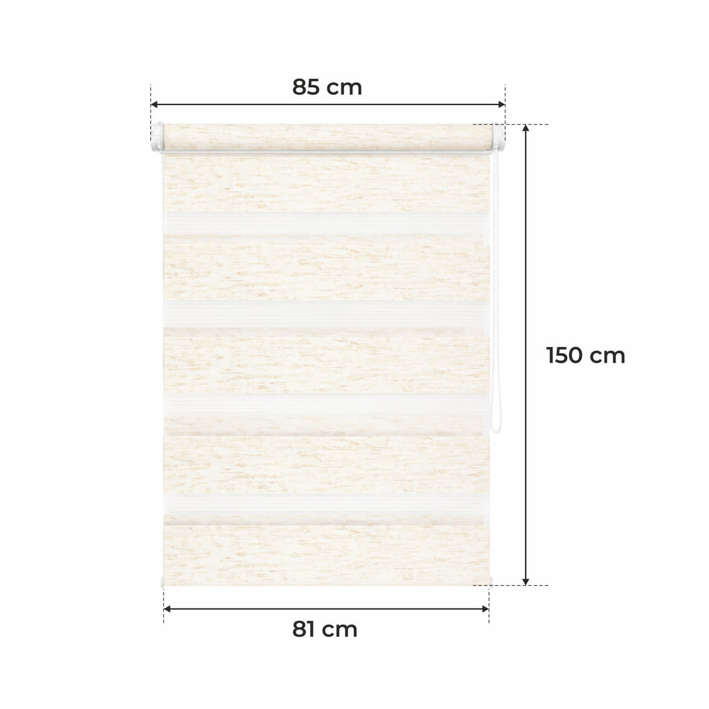 Tenda a Rullo Giorno & Notte - Beige Melange - 32 Misure - BOJANEK Giorno & Notte - Installazione Finestra Non Invasiva, Nessuna Foratura Richiesta, Regolazione a Catena, Supporti Regolabili per Varie Spessori di Finestra, Design Moderno, Protezione dalla