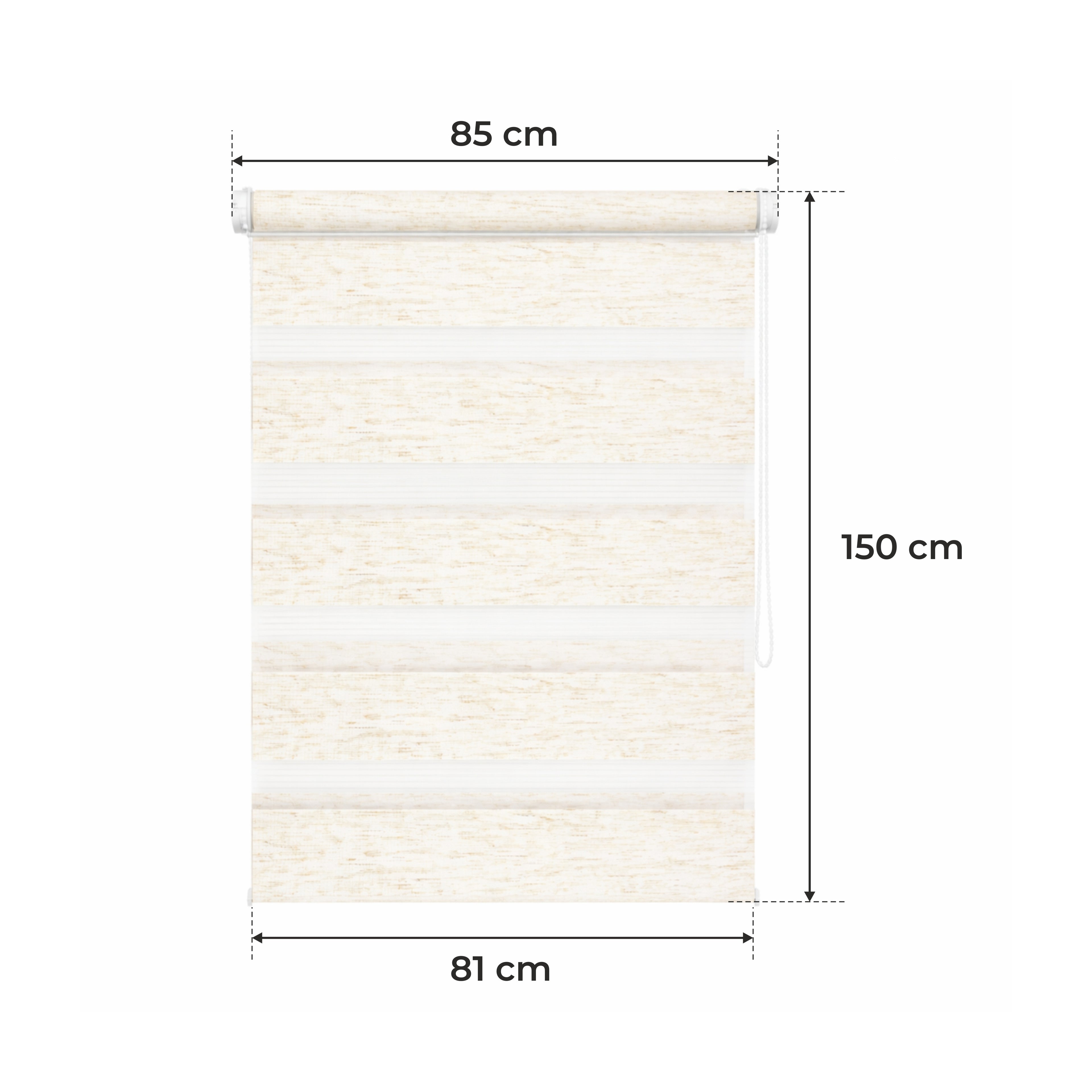 Tenda a Rullo Giorno & Notte - Beige Melange - 32 Misure - BOJANEK Giorno & Notte - Installazione Finestra Non Invasiva, Nessuna Foratura Richiesta, Regolazione a Catena, Supporti Regolabili per Varie Spessori di Finestra, Design Moderno, Protezione dalla