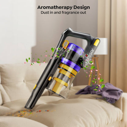 Laresar X11 Aspirapolvere Senza Fili 550W/46Kpa per la Casa, 60 Minuti, Anti-Groviglio, Aspirapolvere a Bastone con Doppia Maniglia Ricaricabile, Leggero, con Aromaterapia per Peli di Animali Domestici, Tappeti, Pavimenti, Pulizia di Primavera