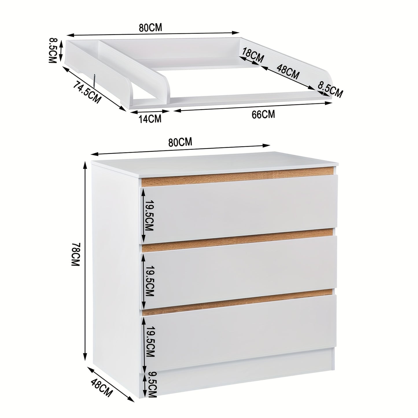 1 pz. Unità di cassetti contenitori, cassettiera con ripiani rimovibili con aggiunte, organizer contenitore, mobili per la casa, può essere comodino, organizer, mobile scaffale con 3 cassetti, camera da letto, soggiorno, bagno, bianco