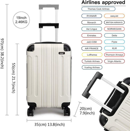 Valigia da imbarco 55x35x20cm a guscio rigido in ABS con trolley da viaggio, bagaglio a mano da cabina, 33L, regalo per Black Friday, Giorno del Ringraziamento, Natale