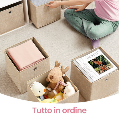 Scatole di Stoccaggio Pieghevoli, Set di 6, 30 x 30 x 30 cm, Adatte a Unità di Stoccaggio Cubiche, per Scaffali, Stoccaggio di Vestiti