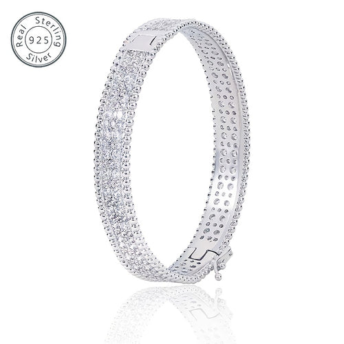 Bracciale di lusso in argento sterling 925 argentato pieno di stelle, elegante e bellissimo, temperamento sfarzoso, da indossare tutti i giorni, regalo di San Valentino, regalo di Natale, regalo per la festa della mamma, con scatola regalo squisita in oma