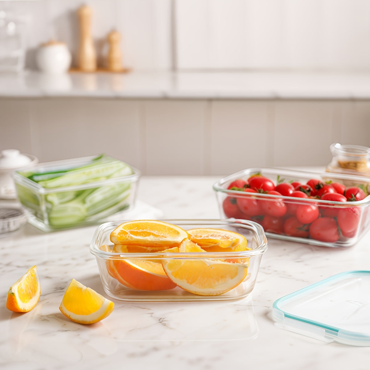 Set da 16 pezzi di contenitori ermetici in vetro per alimenti, portapranzo, forni a microonde, forni - Perfetti per insalate, frutta, verdura e panini, portapranzo | Conservazione ermetica | Vetro resistente, contenitori per alimenti (8 coperchi + 8 conte