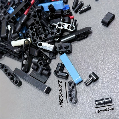 Kit di blocchi di costruzione tecnologici meccanici da 1200 pezzi, accessori per mattoni sfusi di piccole particelle (Trave forata/Braccio sottile/Braccio spesso/Bullone di collegamento/Pneumatico), decorazione per la camera da letto di casa, regalo perfe