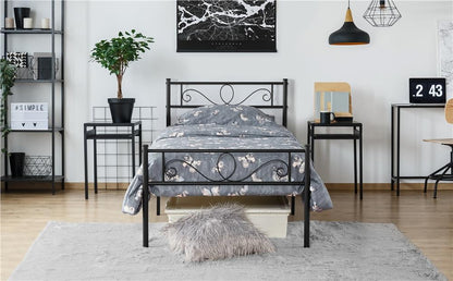 Costoffs Struttura Letto Stile Rustico Moderno in Metallo con Testiera Elegante e Pediera per Appartamento Camera da Letto Stanza degli Ospiti Studio