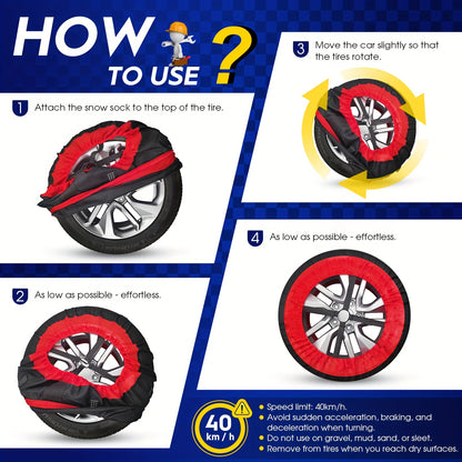 Highsam Super Grip Snow EN 16662-1, Catene da Neve per Auto, 2 Paia di Calze da Neve in Tessuto Lavabili per Pneumatici di Camion e Auto
