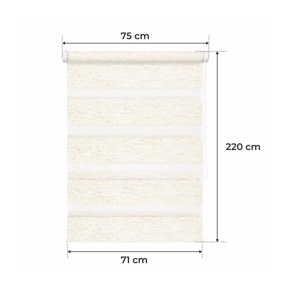 Tenda a Rullo Giorno & Notte - Beige Melange - 32 Misure - BOJANEK Giorno & Notte - Installazione Finestra Non Invasiva, Nessuna Foratura Richiesta, Regolazione a Catena, Supporti Regolabili per Varie Spessori di Finestra, Design Moderno, Protezione dalla