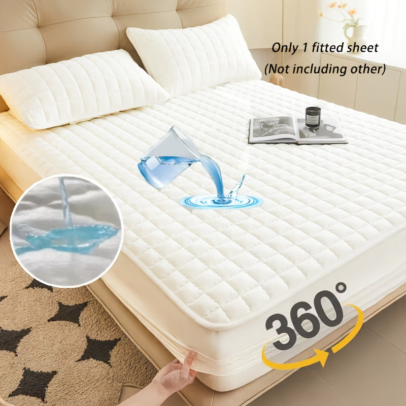 Coprimaterasso impermeabile da 1 pezzo di alta qualità, lenzuolo con angoli, realizzato con tecnologia di goffratura a onde sonore, copriletto morbido e confortevole, lavabile in lavatrice, adatto per camere da letto, hotel, dormitori, federe e imbottitur