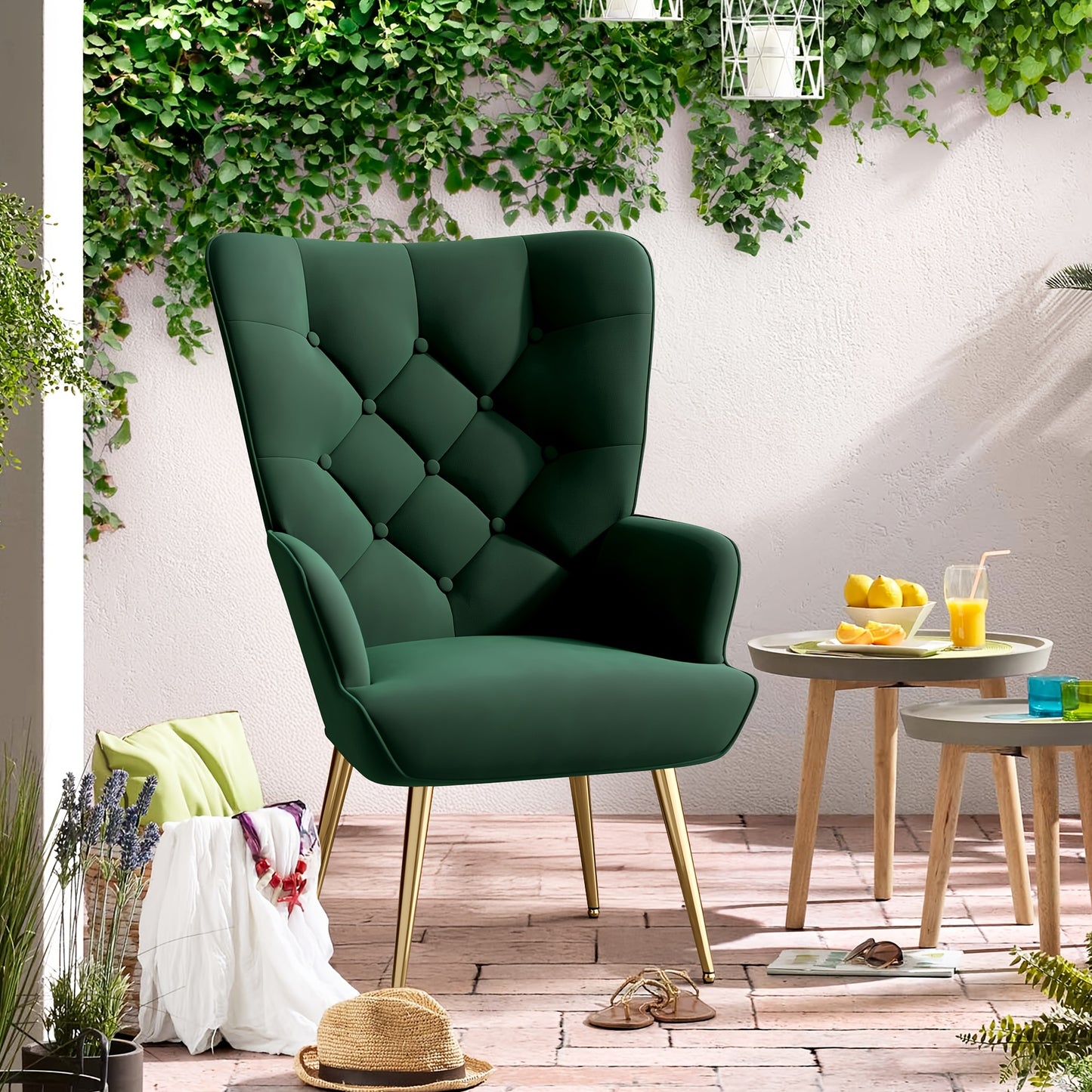 Poltrona Lounge, Poltrona a Braccio Stile Scandivano, Elegante Poltrona Imbottita da Tavolo da Trucco, con Gambe in Metallo, Poltrona per Soggiorno, Camera da Letto, Carico Massimo 150 Kg