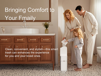 Cestino Sensore Piccolo per Bagno, Bianco con Coperchio, Cestino Intelligente per Bagno, Prodotti per la Casa, Consigliato per Cucina, Bagno, Camera da Letto