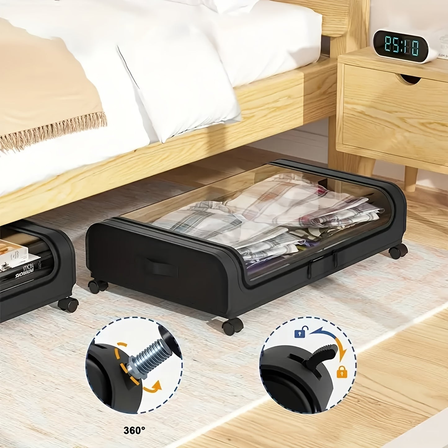 Scatola di Stoccaggio Sotto Letto Cassettiera Sotto Letto con Ruote Coperchio Telaio in Metallo Organizzatore per Letto Borsa di Stoccaggio Pieghevole per Vestiti Scarpe Coperte, Stoccaggio Sotto Letto