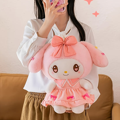 Peluche ufficiali Sanrio Kuromi e Melody in abito stile principessa soffice con fiocco rosa - il regalo di compleanno perfetto per bambine, un oggetto da collezione e un must-have per San Valentino.