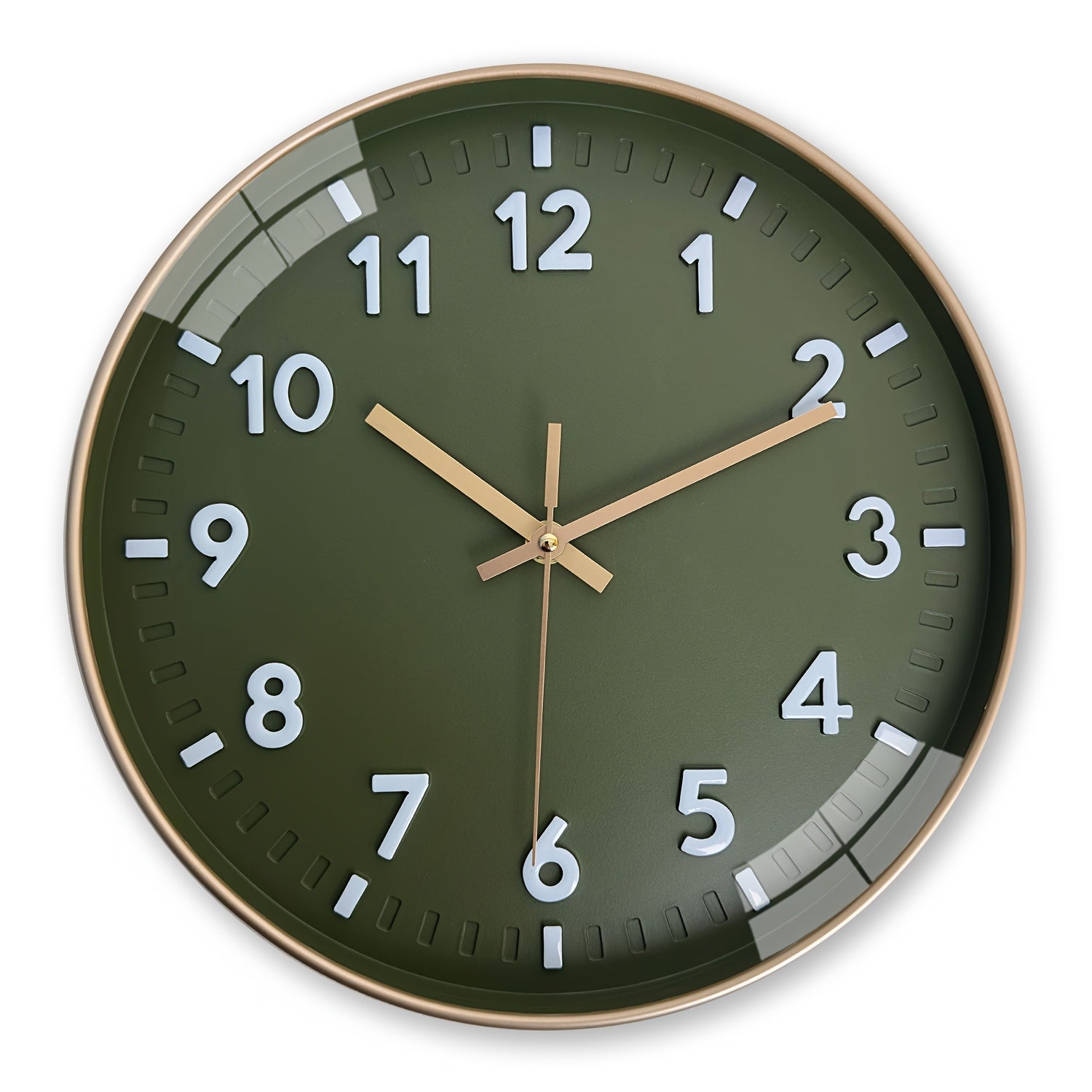 Orologio da parete digitale 3D moderno e minimalista da 30,48 cm, con cornice in plastica dorata e sfondo verde scuro - Movimento al quarzo silenzioso, alimentato a batteria (batteria AA non inclusa) - Elegante decorazione per la casa per soggiorno, cucin