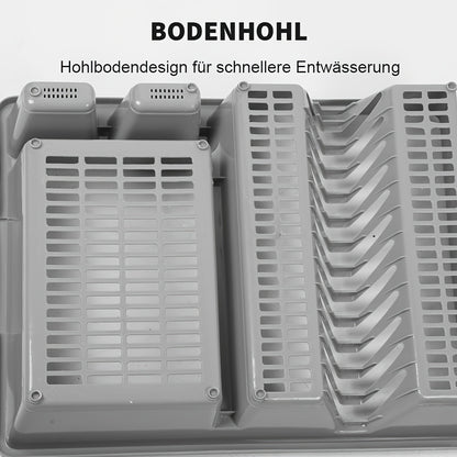 1 pz Cestello scolapiatti da cucina, scolapiatti, scolapiatti per lavello, grigio, con supporto inferiore per lavello, base vaschetta antigoccia, drenaggio rapido, robusto e durevole, adatto per scolare piatti, bacchette e cucchiai