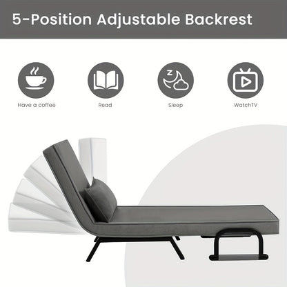 1 pz Sedia Elegante per Sala da Pranzo, Divano Letto 3 in 1, Letto per Ospiti, Poltrona Pieghevole con Schienale Regolabile, Cuscino Rimovibile, Adatto per Camera da Letto, Soggiorno, Ufficio, Capacità di Carico 150 Kg