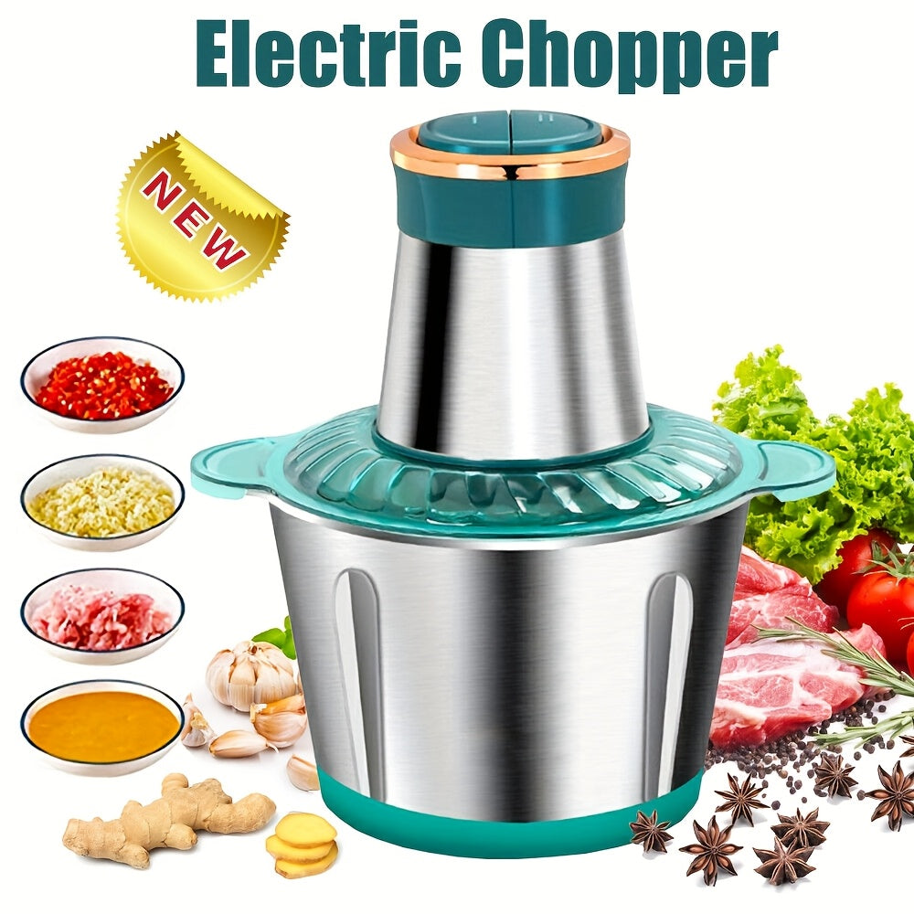 Robot da cucina in acciaio inossidabile, tritatutto, tritacarne elettrico 500W, 5L, tritacarne in acciaio inossidabile per cucina, verdure, cipolle, aglio, insalata, omogeneizzati, noci con 6 lame in acciaio inossidabile
