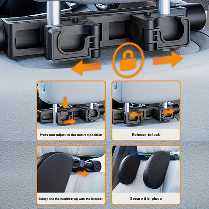 1 pezzo Poggiatesta Auto a Forma di U in Schiuma Memory a Temperatura Costante 45D, Cuscino per Collo Regolabile Meccanicamente a 360°, Design con Doppi Ganci per Uso Rimovibile su un Lato, Supporto Ergonomico per Dormire di Lato - Regalo 3 in 1 per Veico