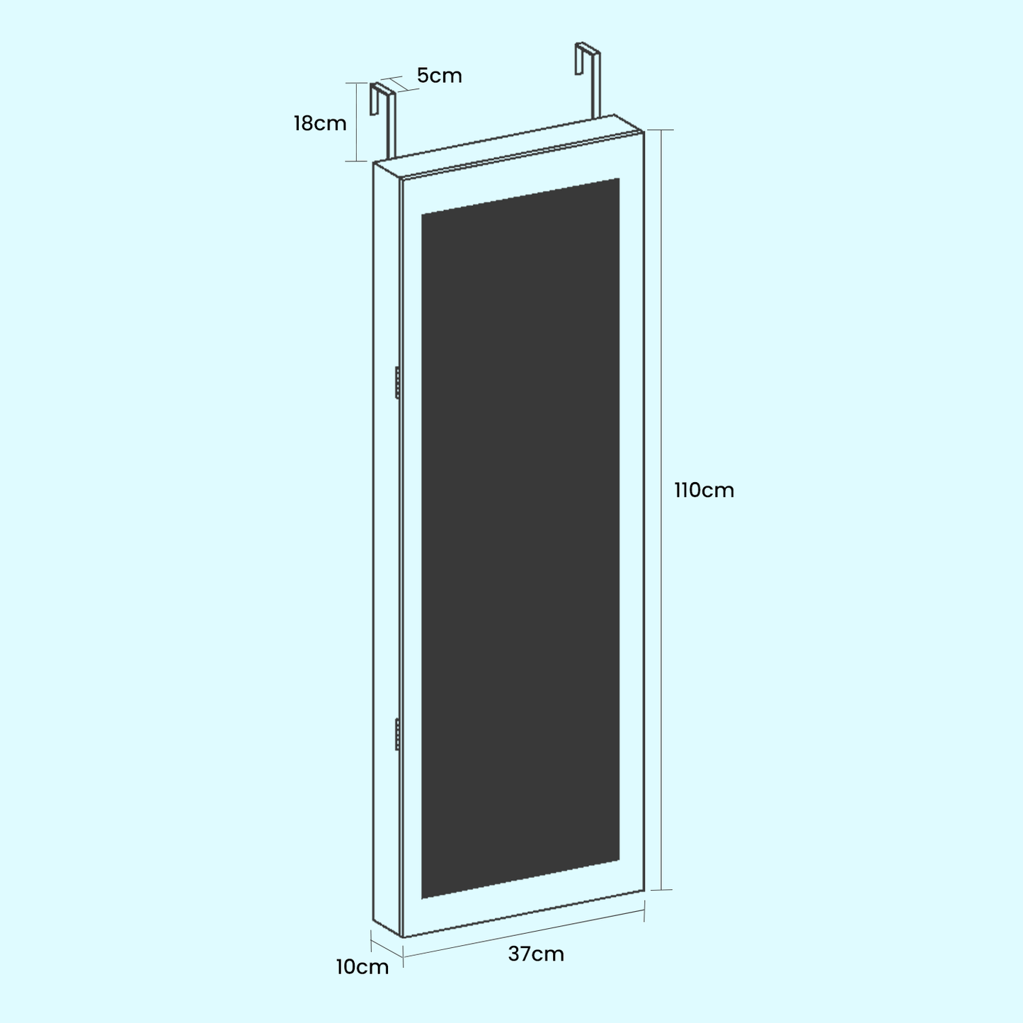 Armadietto Portagioie da Parete o Porta, con Specchio e 6 Lampadine LED, Serratura