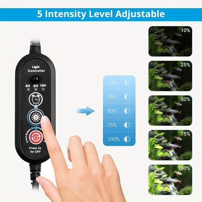 18-112Cm, Luce LED per Acquari, Illuminazione Subacquea, Luce Montabile, Lampada Copertura, Spina EU per Acquario con Telecomando, Cambio Colore RGB, Rosso/Verde/Blu, Senza Batteria