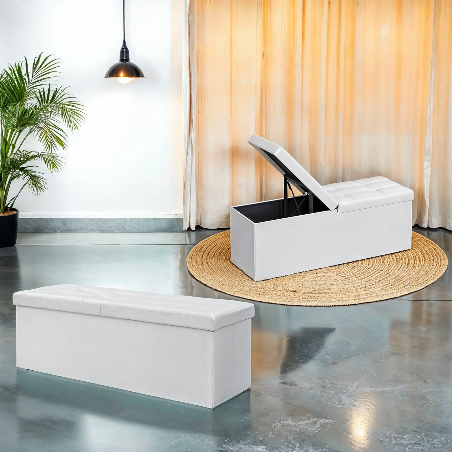 Cassapanca Pieghevole, Pouf Contenitore, Poggiapiedi, 38 x 110 x 38 cm, per Ingresso Soggiorno Camera da Letto