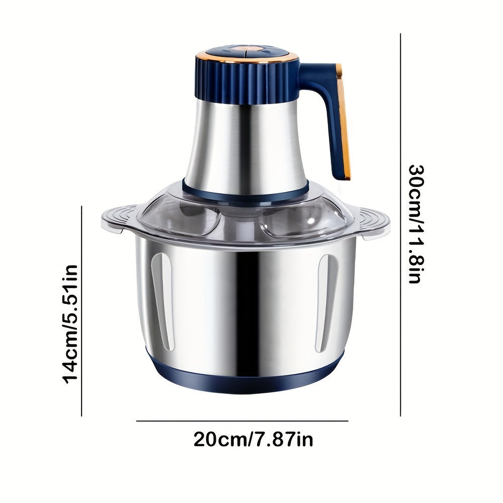 Robot da cucina in acciaio inossidabile, tritatutto, tritacarne elettrico 500W, 5L, tritacarne in acciaio inossidabile per cucina, verdure, cipolle, aglio, insalata, omogeneizzati, noci con 6 lame in acciaio inossidabile
