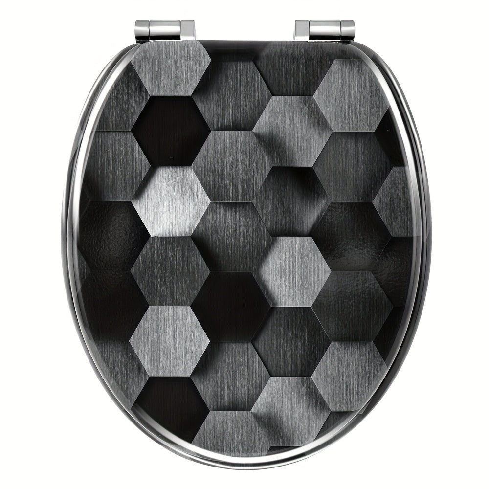 Copriwater con chiusura soft, sedile WC forma O in MDF, copriwater con motivo, sedile WC coperchio WC, facile installazione dal basso, capacità di carico fino a 175 kg
